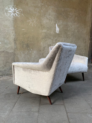 Carlo de Carli Lounge Chairs 1950s upholstered in Fendi Casa Velvet, Pair
