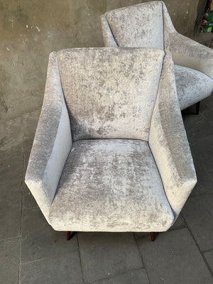 Carlo de Carli Lounge Chairs 1950s upholstered in Fendi Casa Velvet, Pair