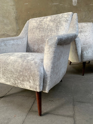 Carlo de Carli Lounge Chairs 1950s upholstered in Fendi Casa Velvet, Pair