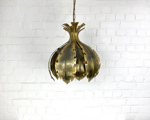 Brutalist Onion Brass Pendant Light Svend Aage Holm Sorensen for Holm Sorensen Denmark