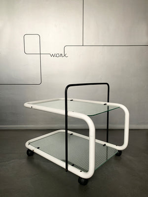 Postmodern Trolley, Memphis Style, Quaderna Pattern, Italy 1980s