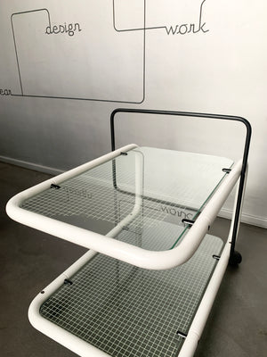 Postmodern Trolley, Memphis Style, Quaderna Pattern, Italy 1980s