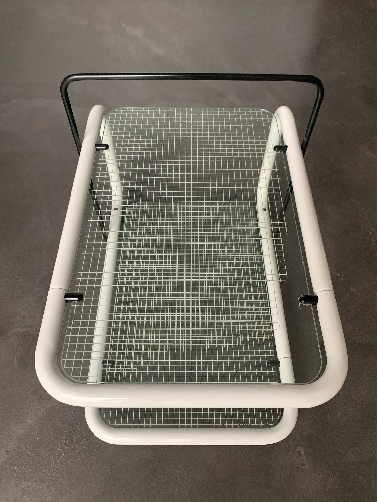 Postmodern Trolley, Memphis Style, Quaderna Pattern, Italy 1980s