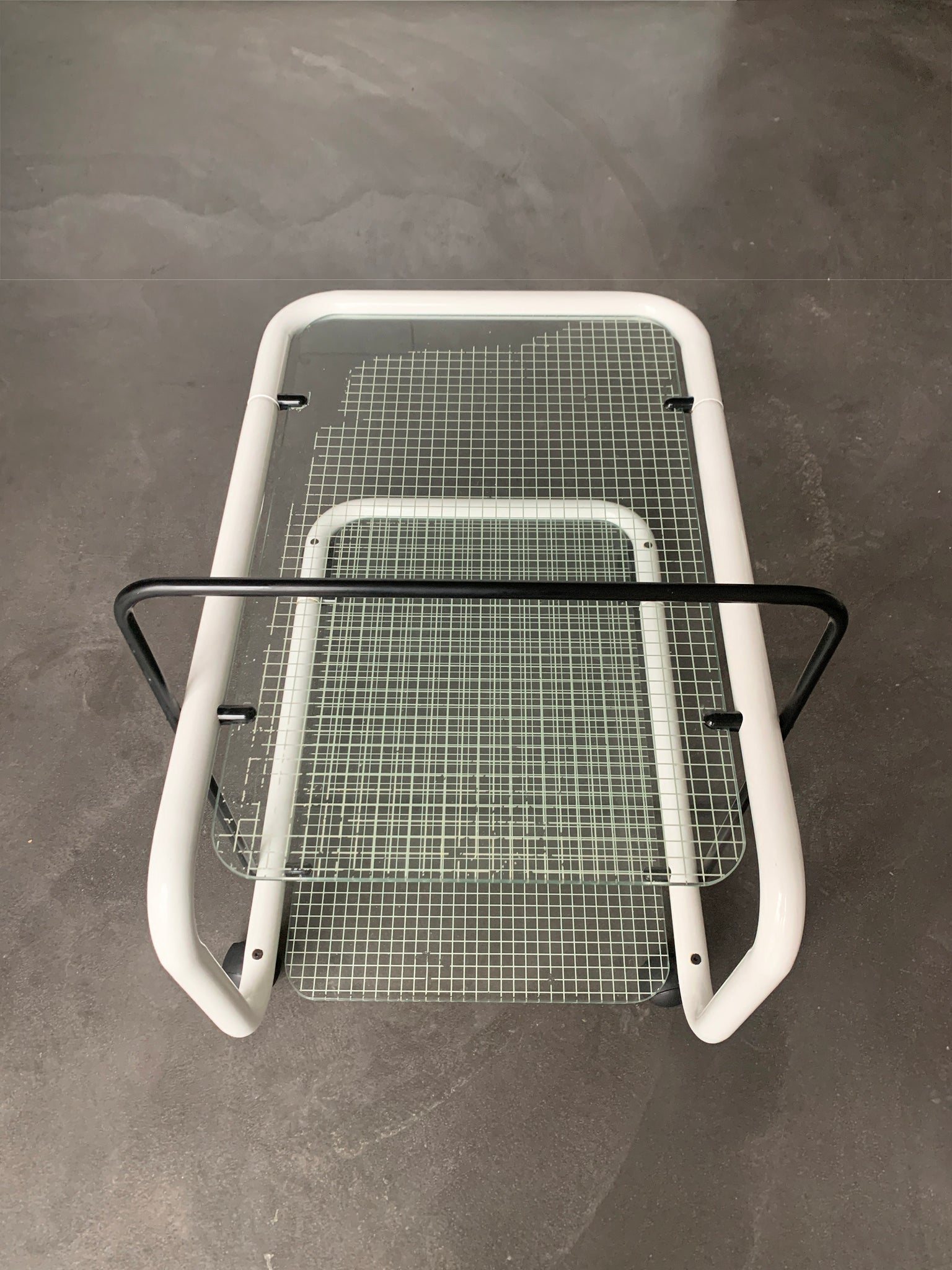 Postmodern Trolley, Memphis Style, Quaderna Pattern, Italy 1980s