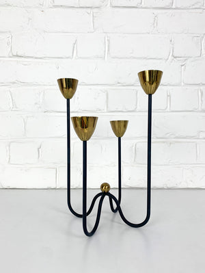 Mid-Century Brass & Metal Candelabra by Gunnar Ander for Ystad Metall, Sweden, 1950s