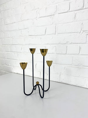 Mid-Century Brass & Metal Candelabra by Gunnar Ander for Ystad Metall, Sweden, 1950s