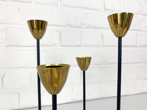 Mid-Century Brass & Metal Candelabra by Gunnar Ander for Ystad Metall, Sweden, 1950s
