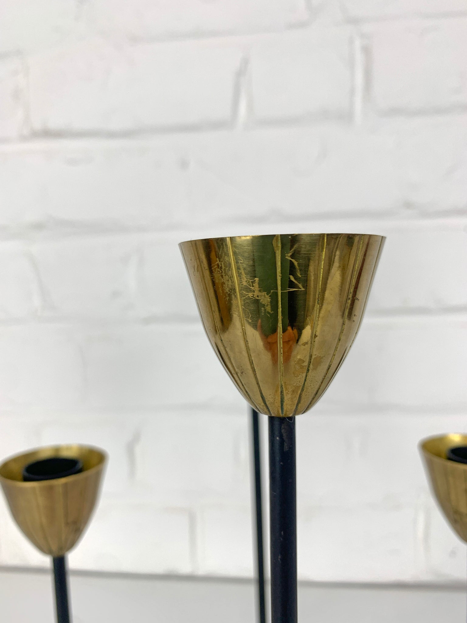 Mid-Century Brass & Metal Candelabra by Gunnar Ander for Ystad Metall, Sweden, 1950s