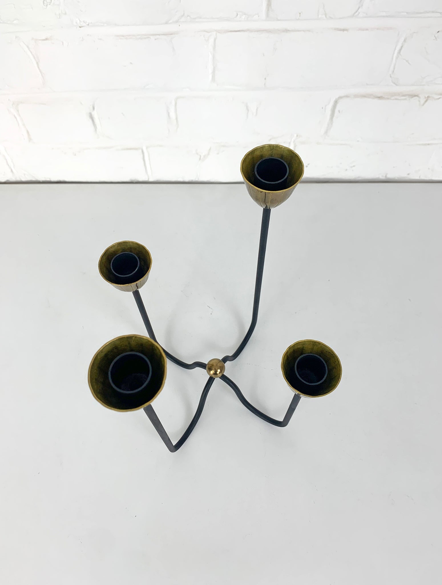 Mid-Century Brass & Metal Candelabra by Gunnar Ander for Ystad Metall, Sweden, 1950s
