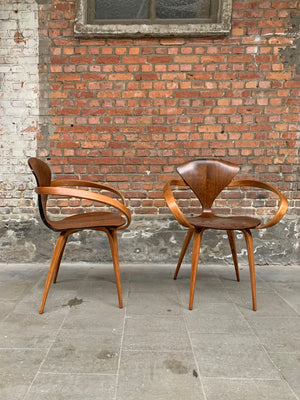 Pair Pretzel Armchairs by Norman Cherner for Plycraft USA, 1950-60s