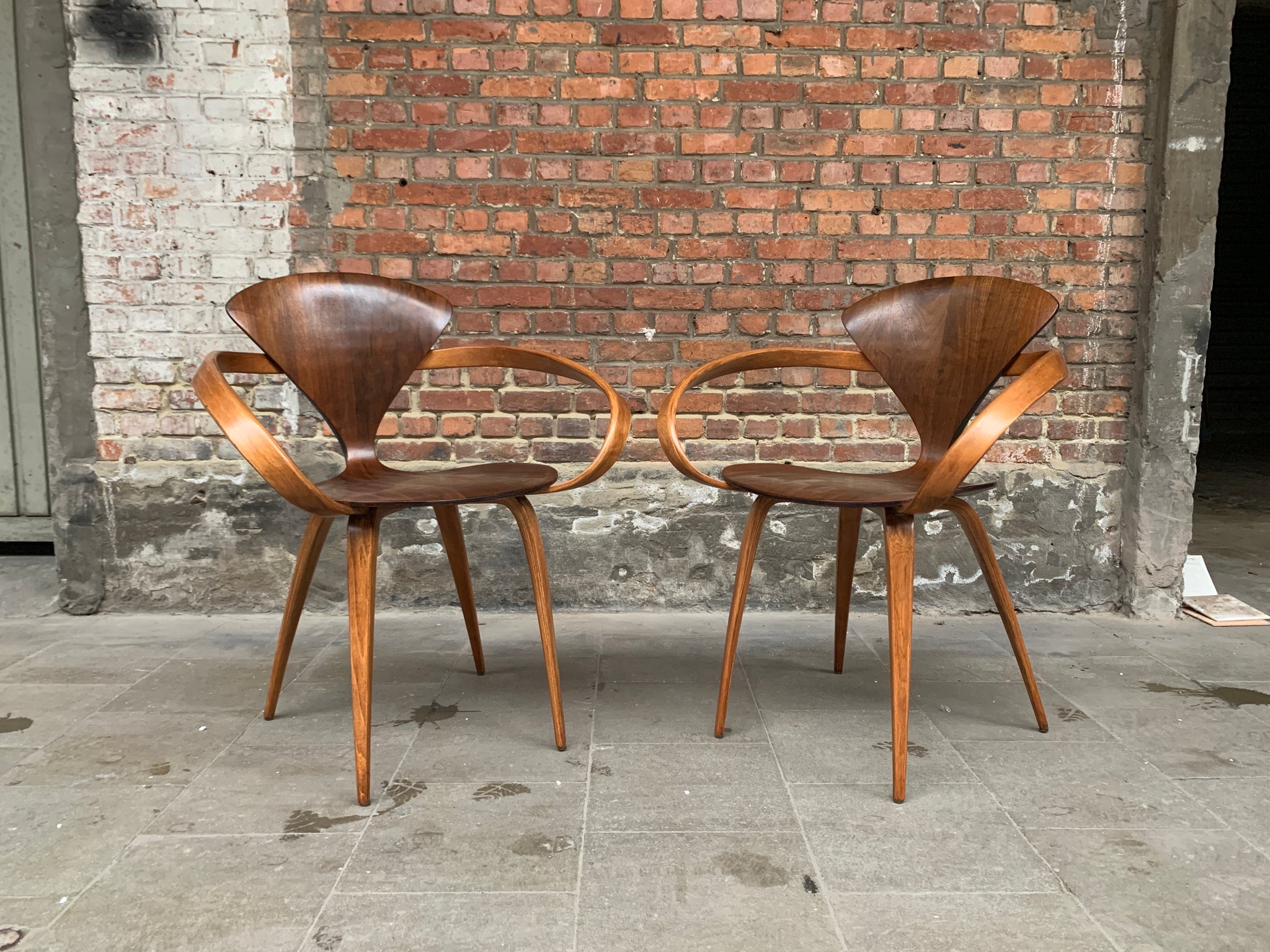 Pair Pretzel Armchairs by Norman Cherner for Plycraft USA, 1950-60s
