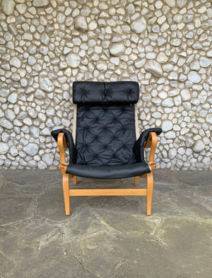 Pernilla Lounge Arm Chair, new leather, by Bruno Mathsson, Sweden 1970