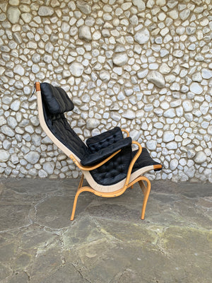 Pernilla Lounge Arm Chair, new leather, by Bruno Mathsson, Sweden 1970