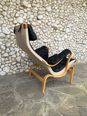 Pernilla Lounge Arm Chair, new leather, by Bruno Mathsson, Sweden 1970