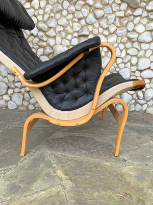 Pernilla Lounge Arm Chair, new leather, by Bruno Mathsson, Sweden 1970