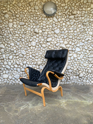 Pernilla Lounge Arm Chair, new leather, by Bruno Mathsson, Sweden 1970
