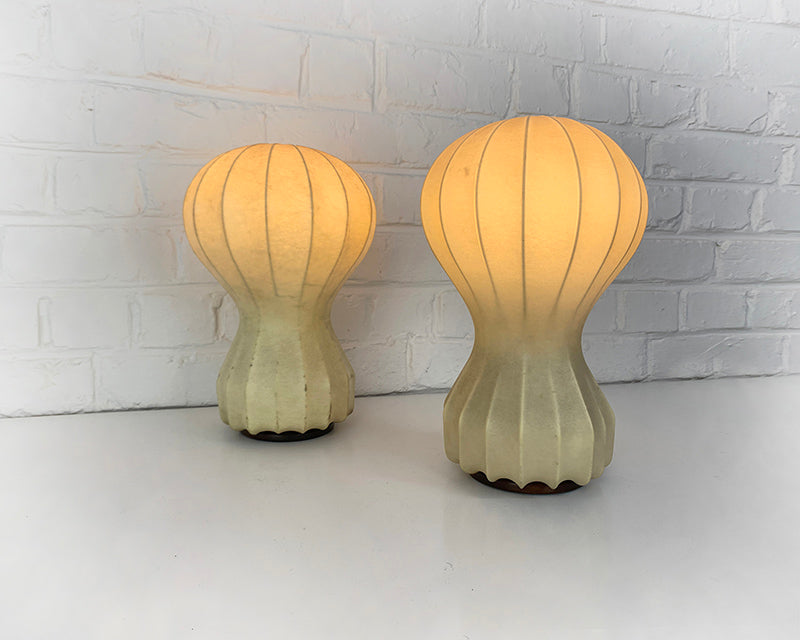 Pair small cocoon Gatto Table Lamps Achille & Pier Castiglioni Flos Italy 1960