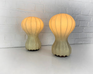 Pair small cocoon Gatto Table Lamps Achille & Pier Castiglioni Flos Italy 1960
