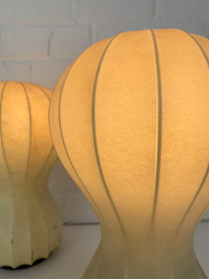 Pair small cocoon Gatto Table Lamps Achille & Pier Castiglioni Flos Italy 1960