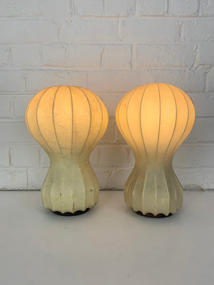 Pair small cocoon Gatto Table Lamps Achille & Pier Castiglioni Flos Italy 1960
