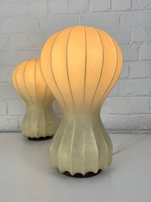 Pair small cocoon Gatto Table Lamps Achille & Pier Castiglioni Flos Italy 1960