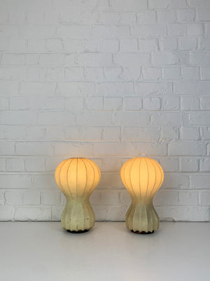 Pair small cocoon Gatto Table Lamps Achille & Pier Castiglioni Flos Italy 1960