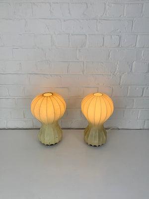 Pair small cocoon Gatto Table Lamps Achille & Pier Castiglioni Flos Italy 1960