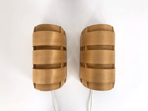 Pair V-155 Wall Lamps in Pinewood by Hans-Agne Jakobsson for AB Markaryd, 1960s