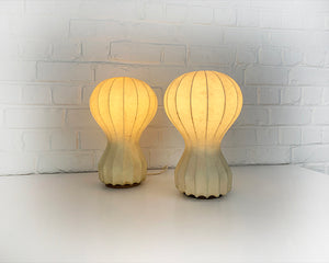 Pair cocoon Gatto Table Lamps by Achille & Pier Castiglioni Flos Italy 1960