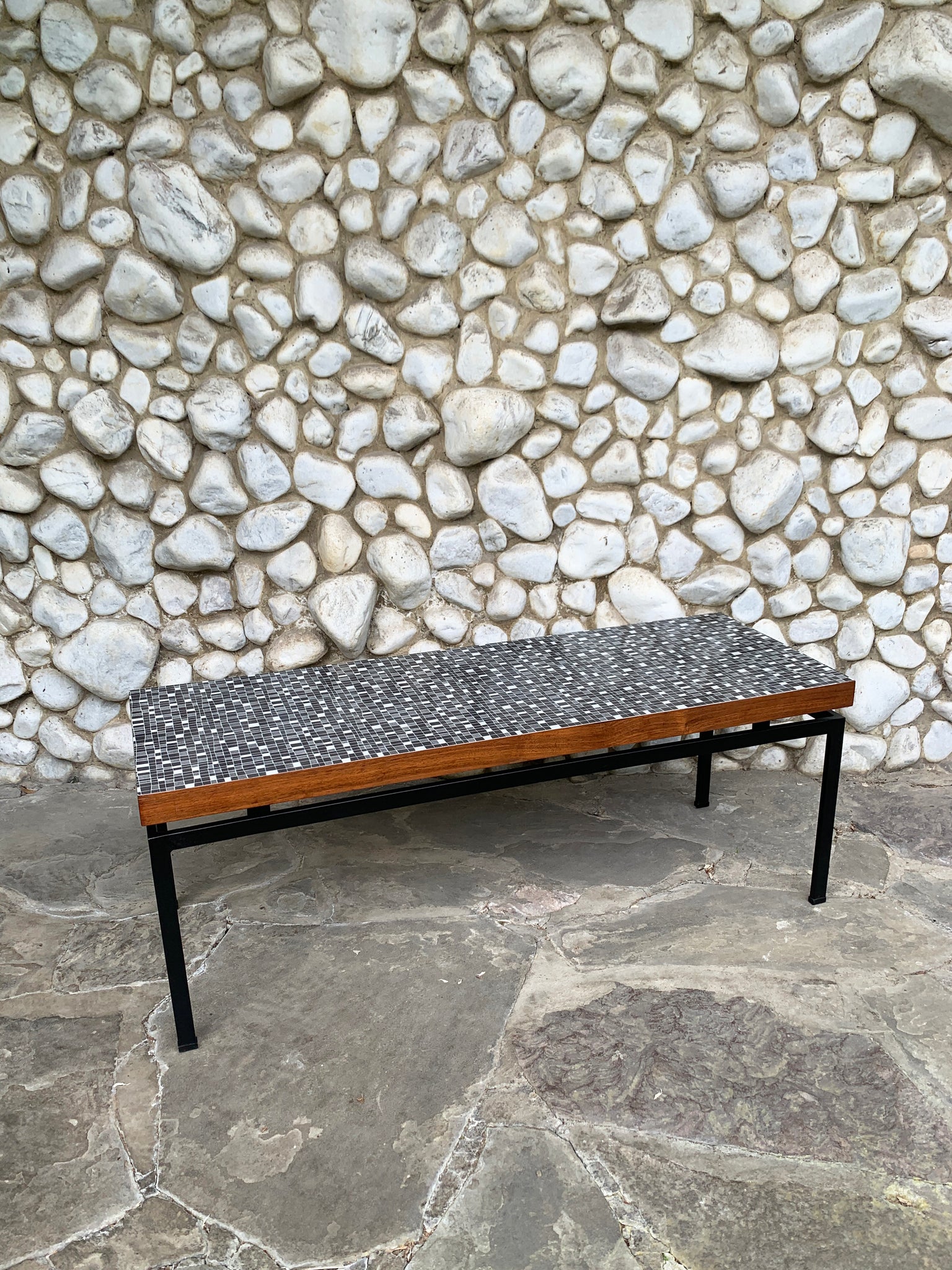 Mid-Century Coffee Table in Teak with graphic pattern, Germany, 1950-60s