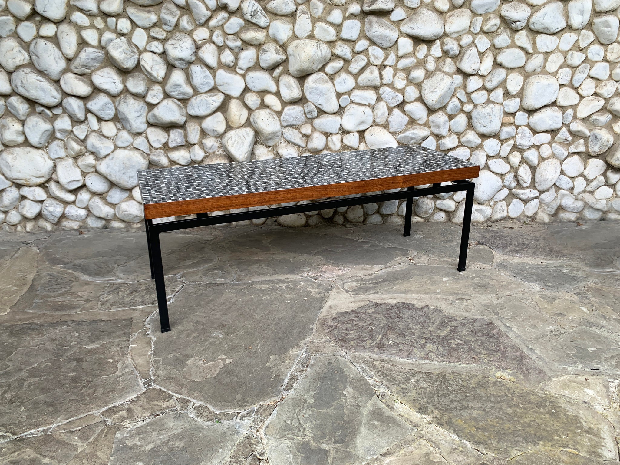 Mid-Century Coffee Table in Teak with graphic pattern, Germany, 1950-60s