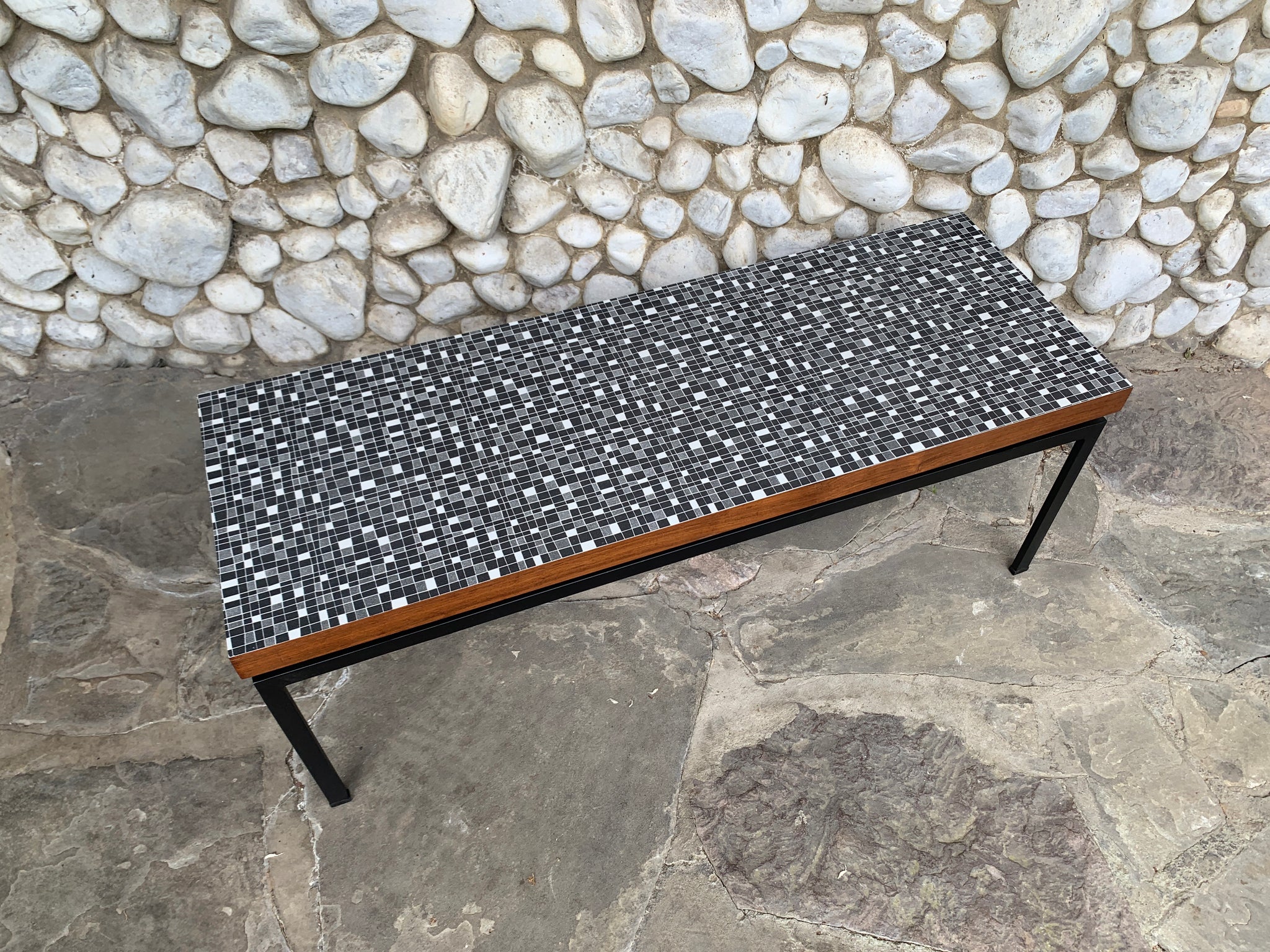 Mid-Century Coffee Table in Teak with graphic pattern, Germany, 1950-60s