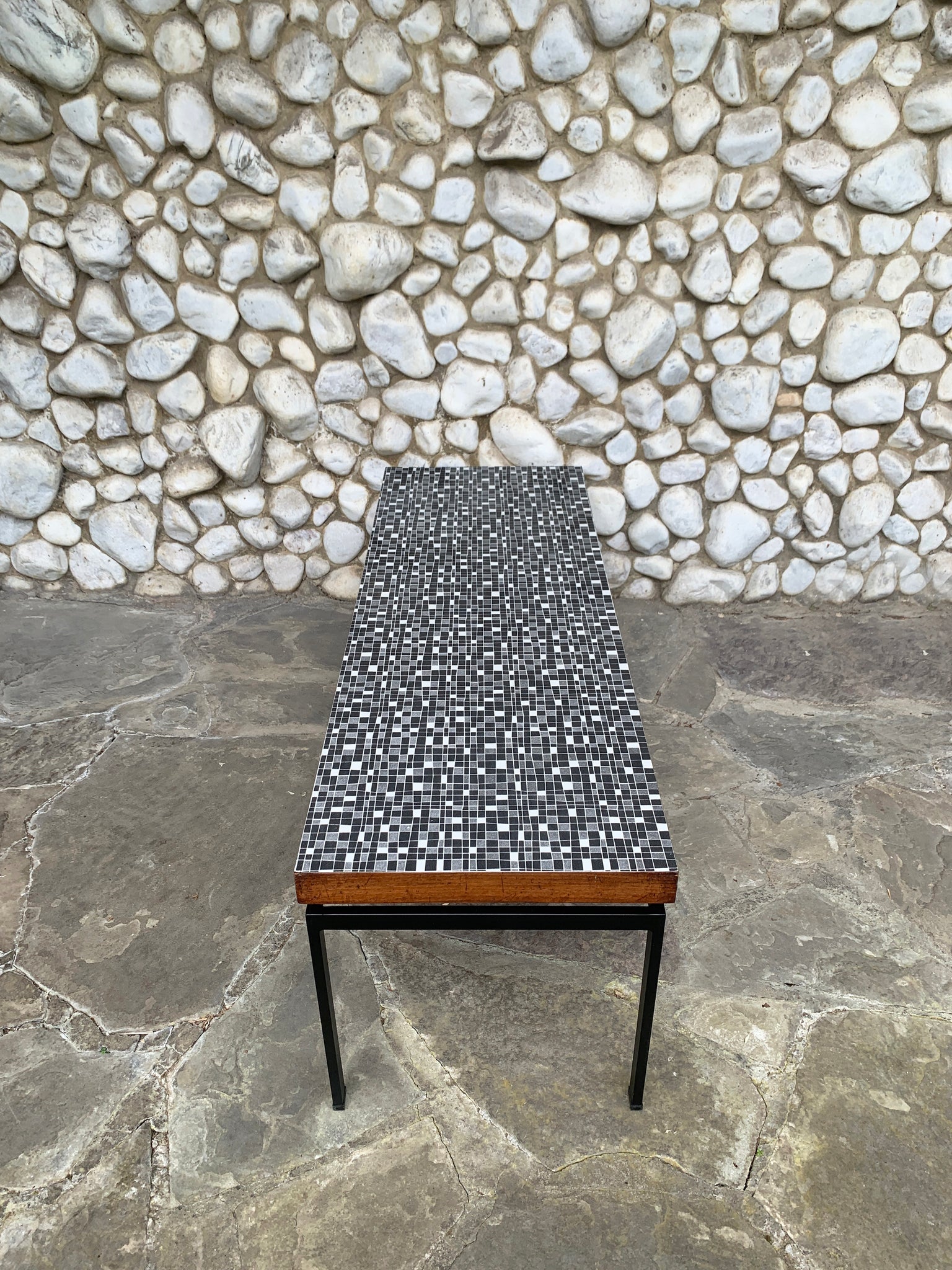 Mid-Century Coffee Table in Teak with graphic pattern, Germany, 1950-60s