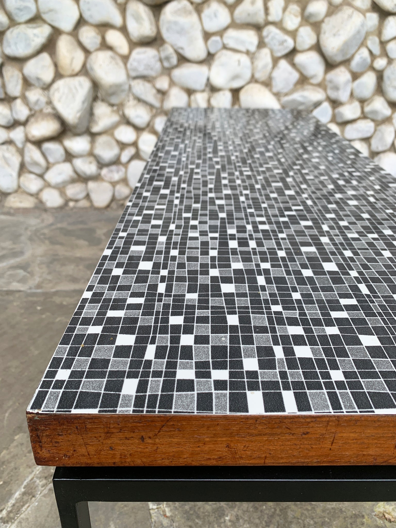 Mid-Century Coffee Table in Teak with graphic pattern, Germany, 1950-60s