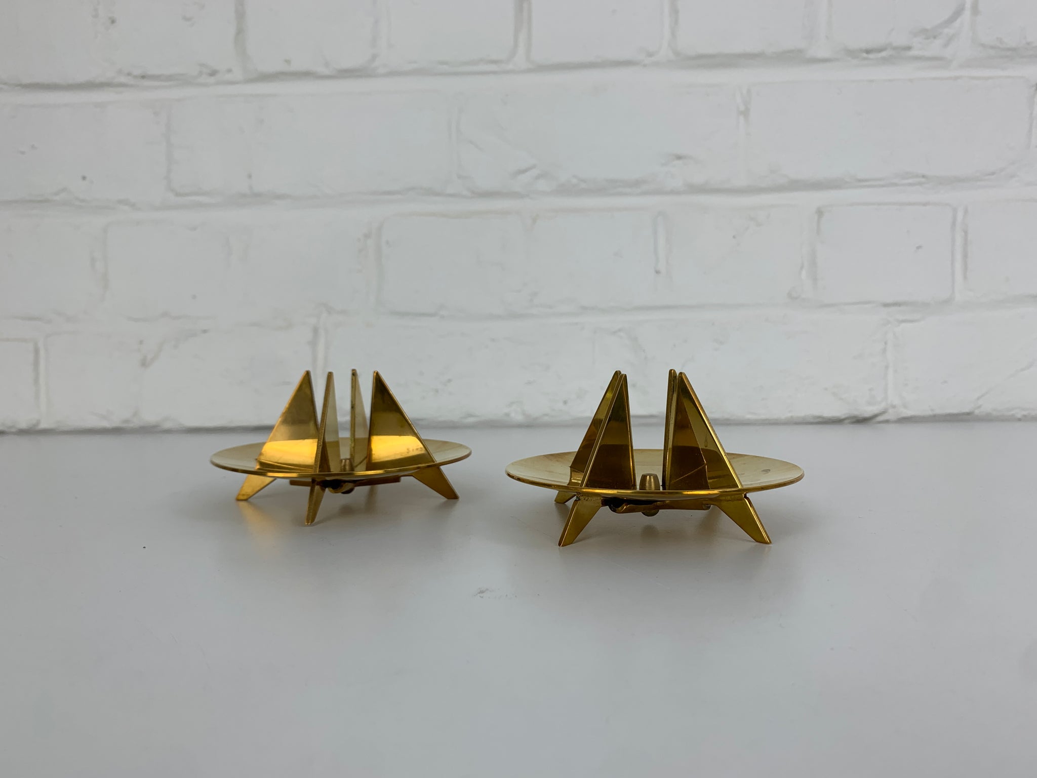 Pair Brass Candleholders Nr.20 by Pierre Forsell for Skultuna Sweden 1960s