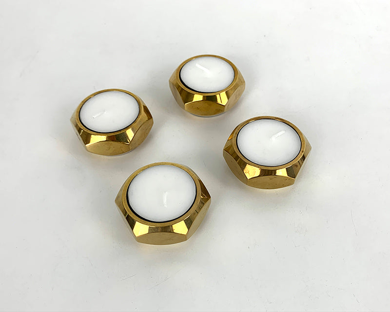 4 Tea-light Candleholders in Brass, Pierre Forsell for Skultuna Sweden 1960s