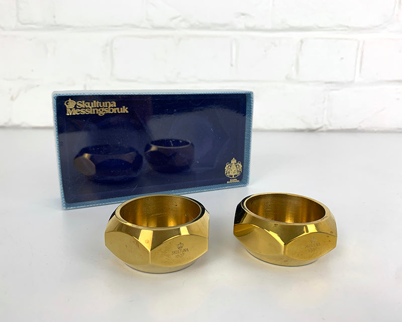 Pair Tea-light Candleholders in Brass, Pierre Forsell for Skultuna Sweden 1960s