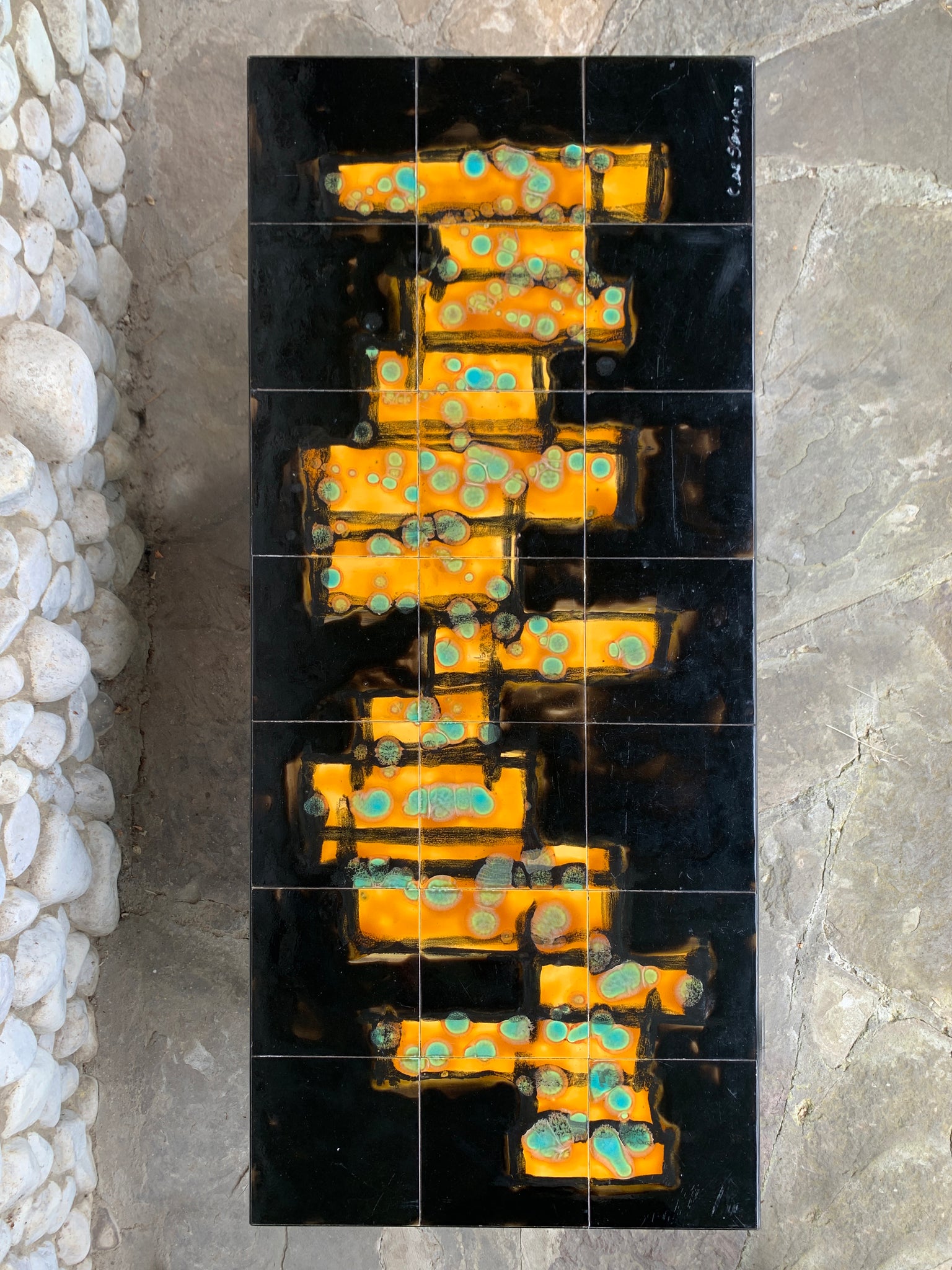 Modernist Coffee Table with ceramic tiles, C. de Savigny, France, 1960s