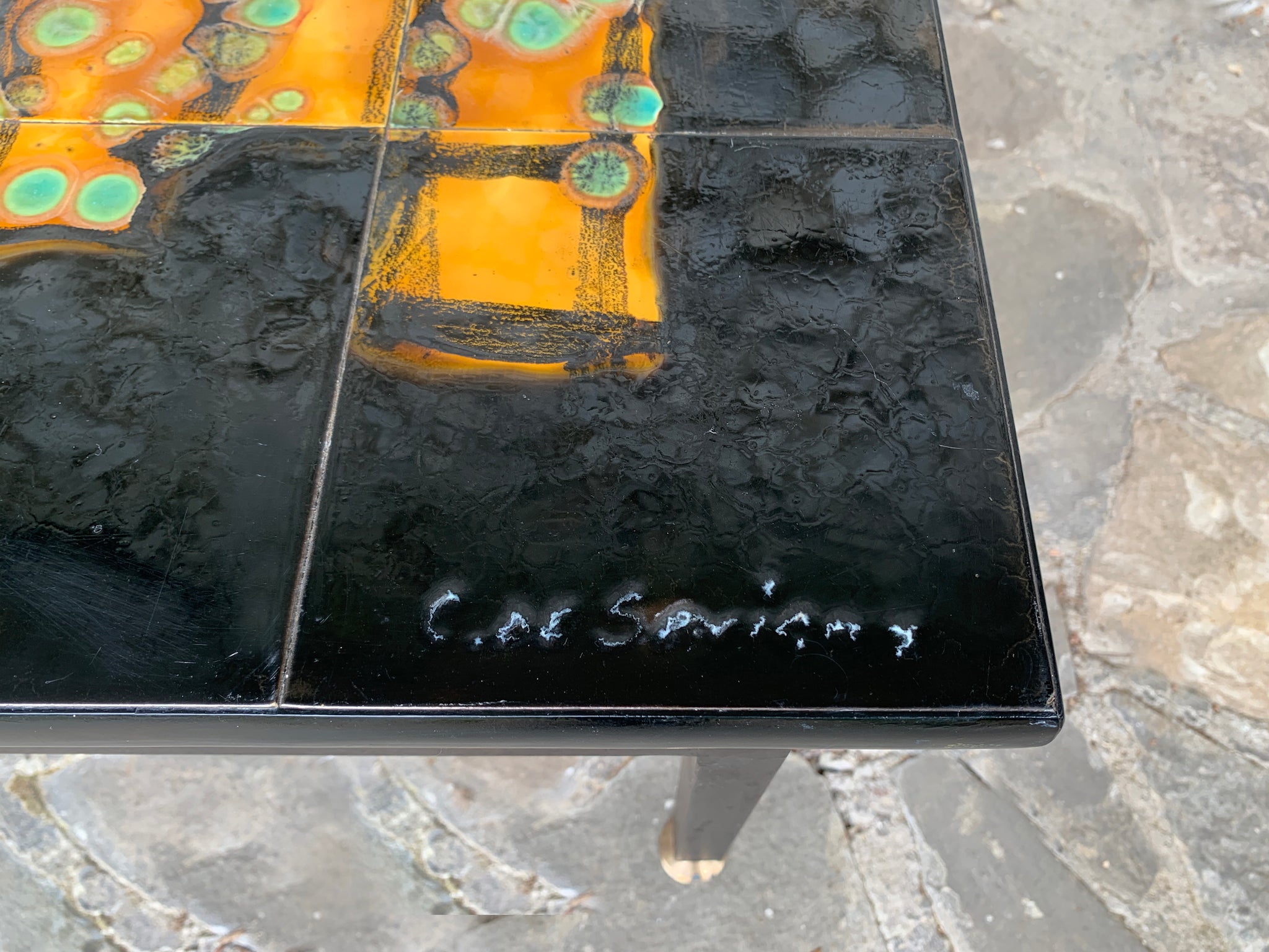 Modernist Coffee Table with ceramic tiles, C. de Savigny, France, 1960s