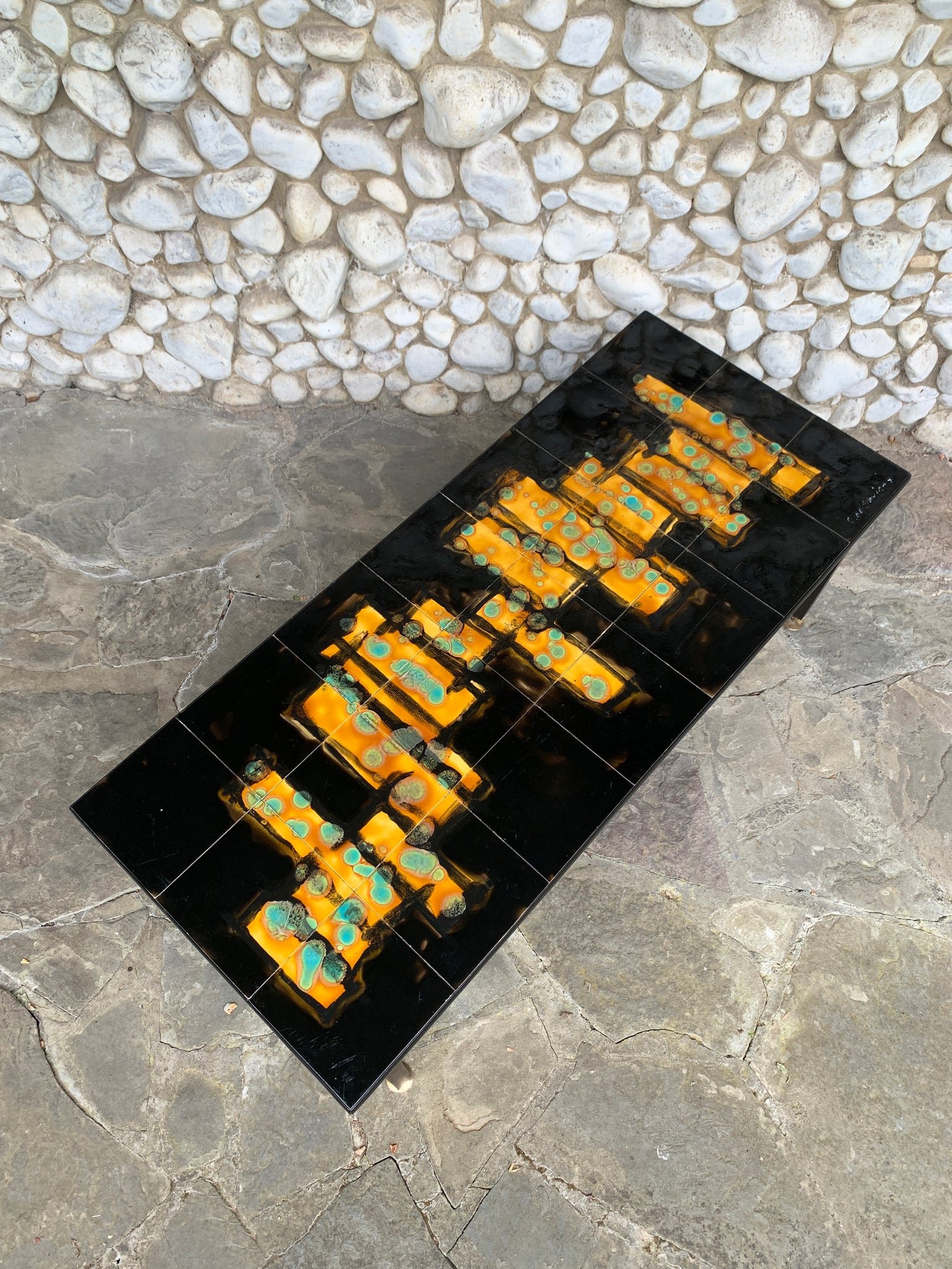 Modernist Coffee Table with ceramic tiles, C. de Savigny, France, 1960s