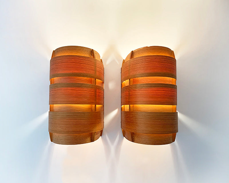 Pair V-155 Wall Lamps in Pinewood, Hans-Agne Jakobsson for AB Markaryd, 1960s