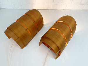 Pair V-155 Wall Lamps in Pinewood, Hans-Agne Jakobsson for AB Markaryd, 1960s