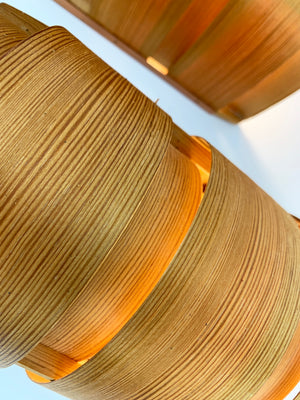 Pair V-155 Wall Lamps in Pinewood, Hans-Agne Jakobsson for AB Markaryd, 1960s