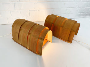 Pair V-155 Wall Lamps in Pinewood, Hans-Agne Jakobsson for AB Markaryd, 1960s