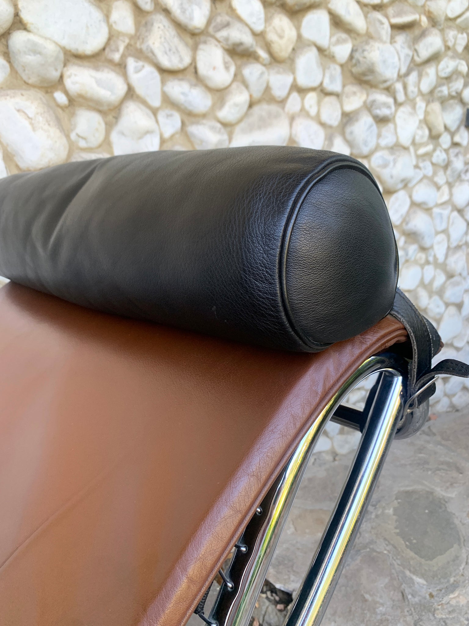 LC4 brown leather by Le Corbusier, Jeanneret & Perriand, Cassina, 1980s