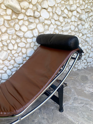 LC4 brown leather by Le Corbusier, Jeanneret & Perriand, Cassina, 1980s