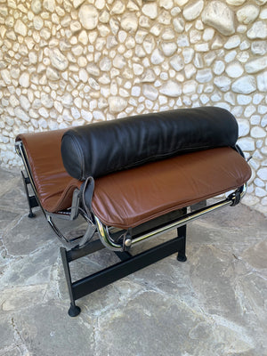 LC4 brown leather by Le Corbusier, Jeanneret & Perriand, Cassina, 1980s