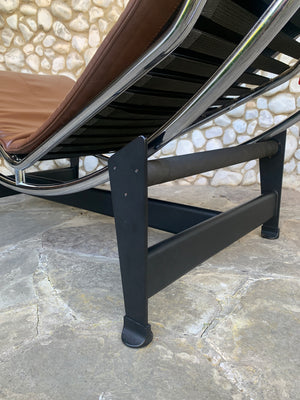LC4 brown leather by Le Corbusier, Jeanneret & Perriand, Cassina, 1980s