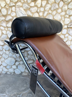LC4 brown leather by Le Corbusier, Jeanneret & Perriand, Cassina, 1980s