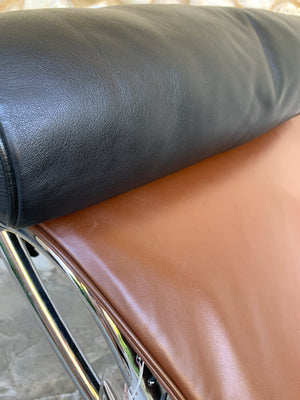 LC4 brown leather by Le Corbusier, Jeanneret & Perriand, Cassina, 1980s